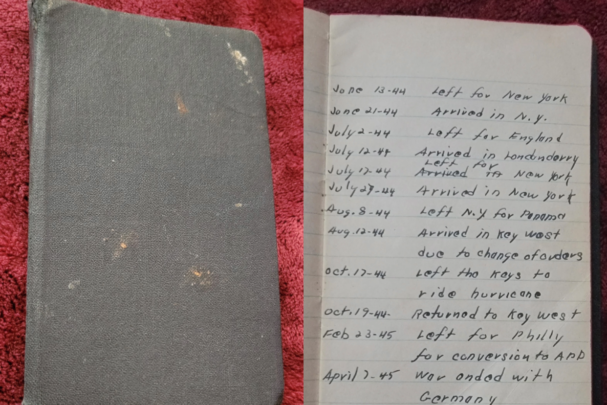 Logbook from WWII ship mysteriously discovered within a piece of furniture